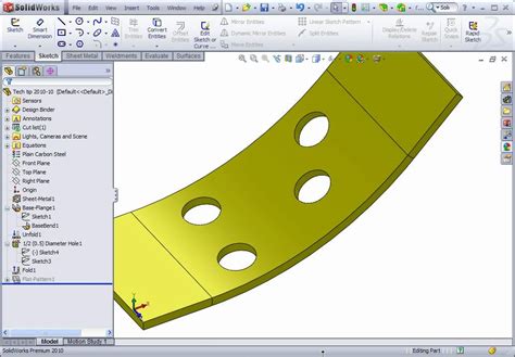 creating a curved sheet metal part in solidworks|sheet metal bending in SolidWorks.